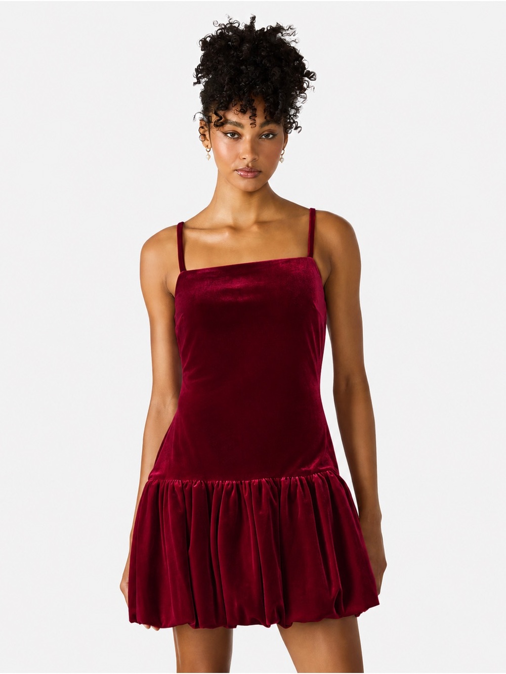 NWT Steve Madden Giovanna Red Velvet Bubble Hem Mini Dress Holiday Cocktail S